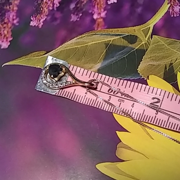 Necklace EarringsSet, Heart-Shaped Dark Blue Stone - Picture 4 of 6